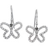 Miniature Butterfly Diamond Articulated Dangle Earrings Fine 14k Gold