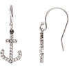 Miniature Anchor Diamond Articulated Dangle Earrings 14k Gold