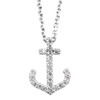 #2021: Miniature Anchor Diamond Pendant Necklace Fine 14k Gold, 5729