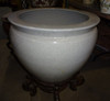 White Decorator Crackle - Luxury Handmade Chinese Porcelain - 22 Inch Fish Bowl | Fishbowl | Planter | Dining Table Base - Style 35