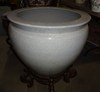 White Decorator Crackle - Luxury Handmade Chinese Porcelain - 24 Inch Fish Bowl | Fishbowl | Planter | Dining Table Base - Style 35