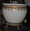 Style C35, Neo Classical Ivory and Gold, Luxury Handmade Reproduction Chinese Porcelain and Gilt Brass Ormolu, 18 Inch Fish Bowl | Fishbowl Statement Planter Style C35