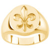 Fleur de Lis - Young Men's 14 Karat Yellow Gold - Custom Sizes - Oval Signet Ring