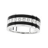 6015 Men's 14k White Gold Black Onyx Inset Round-Cut Diamond Wedding Band Ring