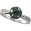 Tahitian Cultured Pearl - White Diamond & Gold Ring