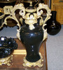 Lyvrich - Luxury Hand Painted Reproduction Porcelain and Gilt Bronze Ormolu - 14.5 Inch Statement Mantel Vase - Solid Black