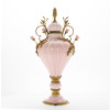 Lyvrich d'Elegance, Bone China and Gilded Dior Ormolu | Floral, Pink and Gold | Montauk Potiche Jar, Covered Urn | Centerpiece | 18.81t X 9.18w X 6.97d | 6301