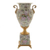 Lyvrich d'Elegance, Crackle Porcelain and Gilded Dior Ormolu | Pink Blossoms and Pretty Birds | Potiche Vase on Plinth | Trophy Cup #2 | Statement Centerpiece | 21.67t X 11.74w X 8.43d | 6366