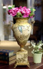 Lyvrich d'Elegance, Handpainted Porcelain and Gilded Dior Ormolu | Potiche Vase on Plinth | Trophy Cup #2 | Immense Statement Centerpiece | 21.67t X 11.74w X 8.43d | 6372