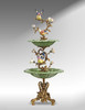 Lyvrich d'Elegance, Crackled Porcelain and Gilded Dior Ormolu | Vertical Tiered Sculptural Bowl | Extraordinary Statement Centerpiece | 29.59t X 12.13w X 12.13d | 6387