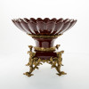 Lyvrich d'Elegance, Dark Polished Porcelain and Gilded Dior Ormolu | Fruit Bowl, Compotier Dish | Centerpiece | 12.45t X 15.75w X 15.75d | 6406
