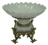 Lyvrich d'Elegance, Light Crackled Porcelain and Gilded Dior Ormolu | Fruit Bowl, Compotier Dish | Centerpiece | 12.45t X 15.75w X 15.75d | 6407