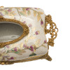 Lyvrich d'Elegance, Crackle Porcelain and Gilded d'oro Brass | Pastel Watercolor Flowers & d'or Gold | Tissue Box Centerpiece | 4.73t X 11.62L X 6.34d | 6423