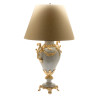Lyvrich d'Elegance, Porcelain and Gilded Dior Ormolu | Crackle, White?, Off-White? | Table Lamp Centerpiece | 32.50t X 18.44w X 12.02d | 6429