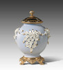 Lyvrich | Handmade Fine Porcelain Flowers, Ginger Jar, Centerpiece, | Porcelain with Gilded Dior Ormolu Trim, | 11.25"t X 7.75"w X 7.25"d | 6572