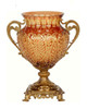 Luxe Life Finely Finished Cut Crystal Glass and Parcel Gilt Bronze Ormolu, 14 Inch Tabletop Vase