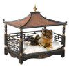 A Fine Pagoda Pet Bed, Hardwood and Rattan | Painted Black Gold Accents, GEBN, 27L x 21d x 26t