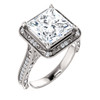 3.81 Carat, Luxury Princess Cut Benzgem Solitaire, Benzgem Diamond Quality Color and Cut matches believably the Natural 42 Diamond Semi-Mount; GuyDesign® Halo Design Engagement or Right Hand Ring, Platinum, 6699,