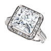 6699DG.830321.710240.123038.8 - GuyDesign®, 9 x 9 Princess Cut Benzgem, 42 Natural Diamonds, Platinum, Halo Engagement Ring,