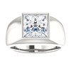 Benzgem by GuyDesign®, 3.81 Carat Quadrillion, Princess Cut Men's Jewelry Sample, size 11, Tarnish Resistant Silver 6732