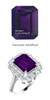 10 x 8 Emerald Shape Mined 10 x 8 Amethyst and Benzgem by GuyDesign® 01.40 Carats of Round Diamond Simulants, Diana Princess of Wales Ring, 14k White Gold, 6860