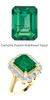 10 x 8 Emerald Shape Mined 10 x 8 Green Rainforest Passion Topaz and Benzgem by GuyDesign® 01.40 Carats of Round Diamond Simulants, Diana Princess of Wales Ring, 14k Yellow Gold, 6862 10 x 8 Emerald Shape Mined 10 x 8 Green Rainforest Passion Topaz and Benzgem by GuyDesign® 01.40 Carats of Round Diamond Simulants, Diana Princess of Wales Ring, 14k Yellow Gold, 6862