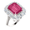 6879DG.168175.71024070.71861- 11 x 9 - Emerald Shape, Lab Created Benzgem by GuyDesign® Hot Pink Ruby - Diana Princess of Wales Ring Style