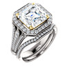 6924DG.4602216.71029270122064.6 - GuyDesign® 9 x 9 - Asscher Cut Benzgem, Swarovzki CZ Semi-Mount, 14 Karat White Gold, Halo Engagement Ring,