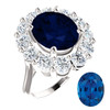 Princess Diana Ring/Precision Cut, Natural G+, VS 2.40 Carat Diamond Semi-Mount/6.50 Carat Oval Cut Chatham Corundum Sapphire/Opulent Ring Designed by GuyDesign®/Platinum Ring/7022