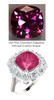 9 x 9 Benzgem by GuyDesign® Cushion Shape Lab-Created Corundum 9 x 9 Vivid Pink Sapphire and 01.80 Carats of Round Diamond Simulants, Diana Princess of Wales Ring, 14k White Gold, 6880