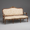 The Queen of Versailles Marie Leszezynska - French Rococo Period Louis XV - 71 Inch Handcrafted Reproduction Sofa | Canape - Damask Upholstery - Wood Tone and Gilt Luxurie Furniture Finish