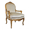 #The Queen of Versailles Marie Leszezynska - Louis XV French Rococo Period - 40 Inch Handcrafted Reproduction Salon Arm Chair | Fauteuil - Velvet Upholstery - Metallic Gold Luxurie Furniture Finish 6370 - Reproduction Salon Fauteuil