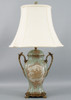 Celadon Serenity Pattern - Luxury Hand Painted Porcelain and Gilt Bronze Ormolu - 33 Inch Lamp