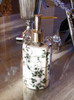 Off White and Green Ivy - Luxury Hand Painted Chinese Porcelain - 6 Inch Lotion or Soap Dispenser - Style G094