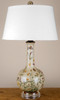 White Crackle with Blue, Pink, and Yellow Porcelain Lamp 30"