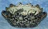 Ebony Black and Gold Lotus Scroll - Luxury Hand Painted Porcelain - 16 inch Scalloped Rim Footbath