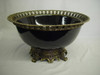 Ebony Black Decorator Solids - Luxury Handmade and Painted Reproduction Chinese Porcelain and Gilt Bronze Ormolu - 14 Inch Decorative Display Bowl, Centerpiece Style F78