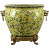 Wildflower Pattern - Luxury Hand Painted Porcelain and Parcel Gilt Bronze Ormolu - 14 Inch Fish Bowl | Fishbowl Planter