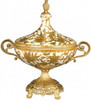 Luxe Life Gold Fern Pattern - Luxury Hand Painted Porcelain and Gilt Bronze Ormolu - 12 Inch Covered Bowl