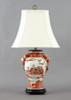 Red and White Pattern - Luxury Hand Painted Porcelain - 29 Inch Lamp