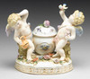 Meissen Style Table Top - 6 Inch Porcelain Desktop Ink Well