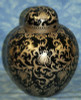 Ebony Black and Gold Lotus Scroll - Luxury Handmade and Painted Reproduction Chinese Porcelain - 12 Inch Round Covered Jar Style b21