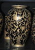 Ebony Black and Gold Lotus Scroll - Luxury Handmade and Painted Reproduction Chinese Porcelain - 12 Inch Table Top Vase, Jardiniere - Style 807