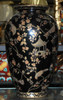 Ebony Black and Gold Pagoda - Luxury Handmade and Painted Reproduction Chinese Porcelain - 12 Inch Table Top Vase, Jardiniere - Style 807