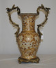 Burgundy Medallion and Gold - Luxury Handmade and Painted Reproduction Chinese Porcelain and Gilt Bronze Ormolu - 14.5 Inch Table Top, Mantle Vase - Style B051 Burgundy Medallion and Gold - Luxury Handmade and Painted Reproduction Chinese Porcelain and Gilt Bronze Ormolu - 14.5 Inch Table Top, Mantle Vase - Style B051