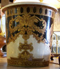 Ebony Black and Gold Acanthus - Luxury Handmade and Painted Reproduction Chinese Porcelain - 10 Inch Wastebasket - Style 922