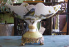 Bluebird Nature Scene - Luxury Handmade and Painted Reproduction Chinese Porcelain and Gilt Bronze Ormolu 19 Inch Footed Bowl Style B358