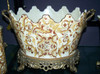 Burgundy Medallion and Gold - Luxury Handmade and Painted Reproduction Chinese Porcelain and Gilt Bronze Ormolu - 15 Inch Planter, Flower Pot, Centerpiece - Style A467