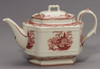 Red and White Pattern - Luxury Reproduction Transferware Porcelain - 11 Inch Teapot