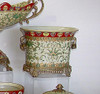 Chinese Red and Fern Green - Luxury Handmade and Painted Reproduction Chinese Porcelain and Gilt Bronze Ormolu - 10 Inch Planter, Centerpiece, Flower Pot Style A878